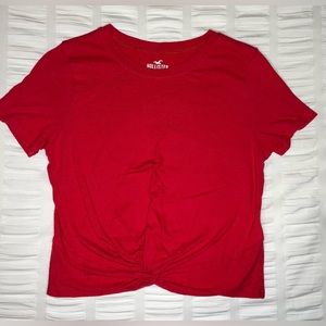 Women’s Hollister Size Small Cropped Front Tie Tee - RED